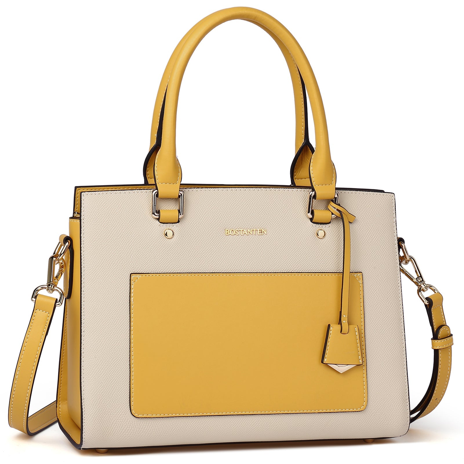 BOSTANTEN Women Top Handle Leather Tote Bag With Shoulder Strap