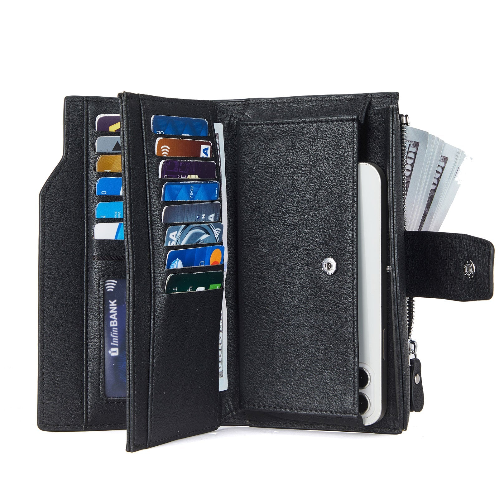 BOSTANTEN Womens Wallet Leather Wallets Large Capacity Cash Cluth Purses Coffee Rough Grain