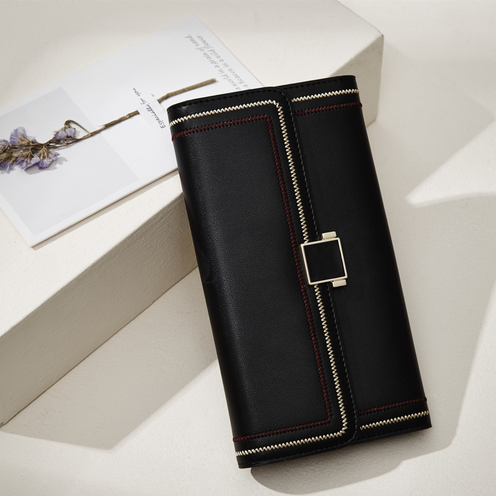 BOSTANTEN Womens Wallet Large Capacity Cash Clutch Purse with Buckle Credit Cards Holder