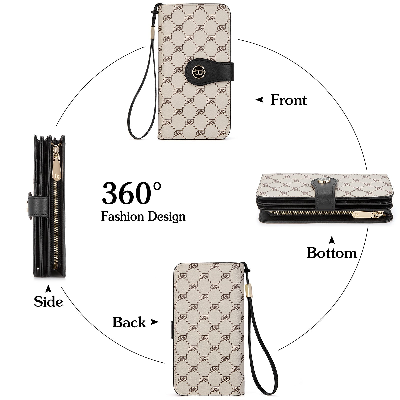 BOSTANTEN Womens Wallet Genuine Leather Large Capacity Wristlet Clutch Purse Credit Card Holder with RFID Blocking