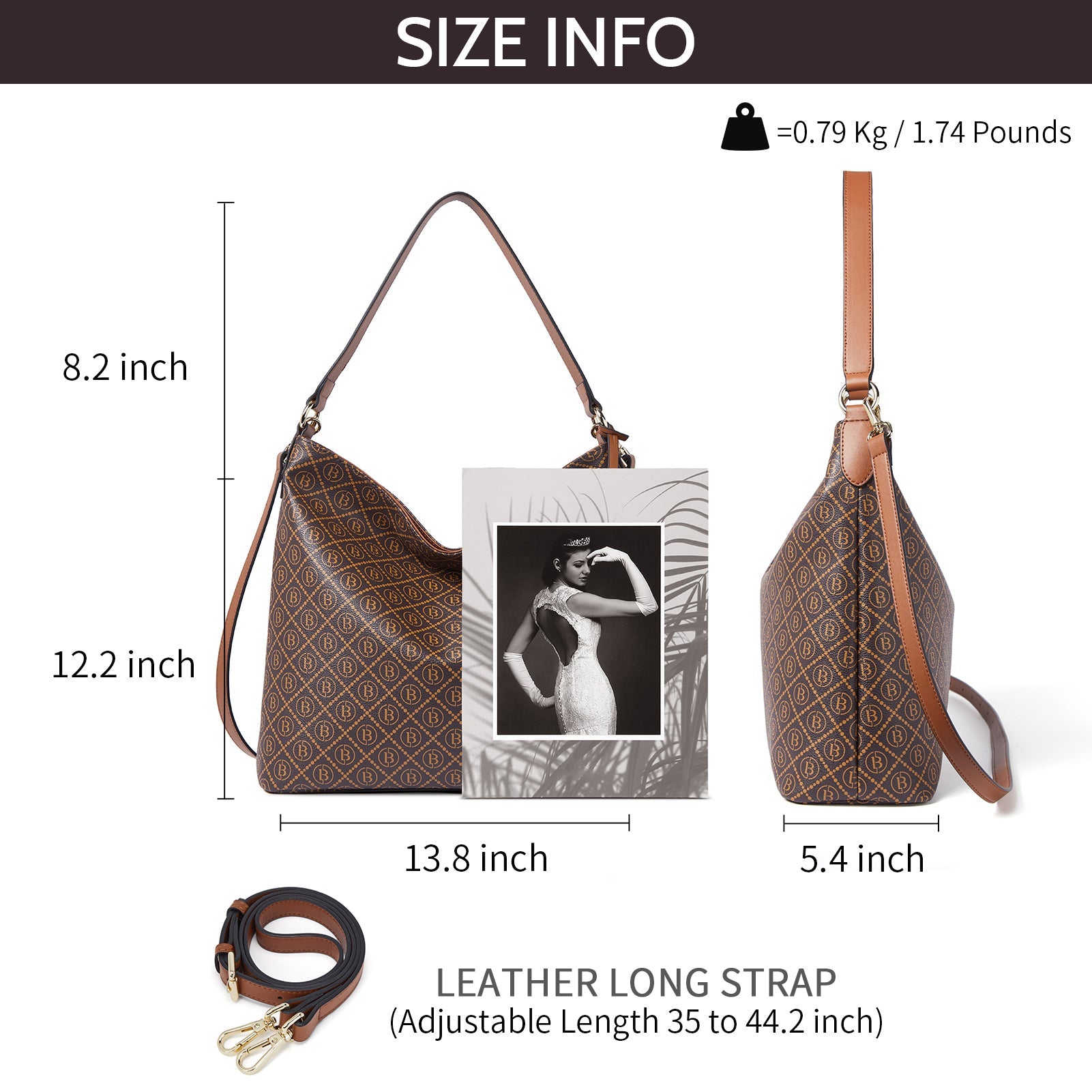 Kweli Durable Large Leather Hobo Shoulder Bag for Every Day Use