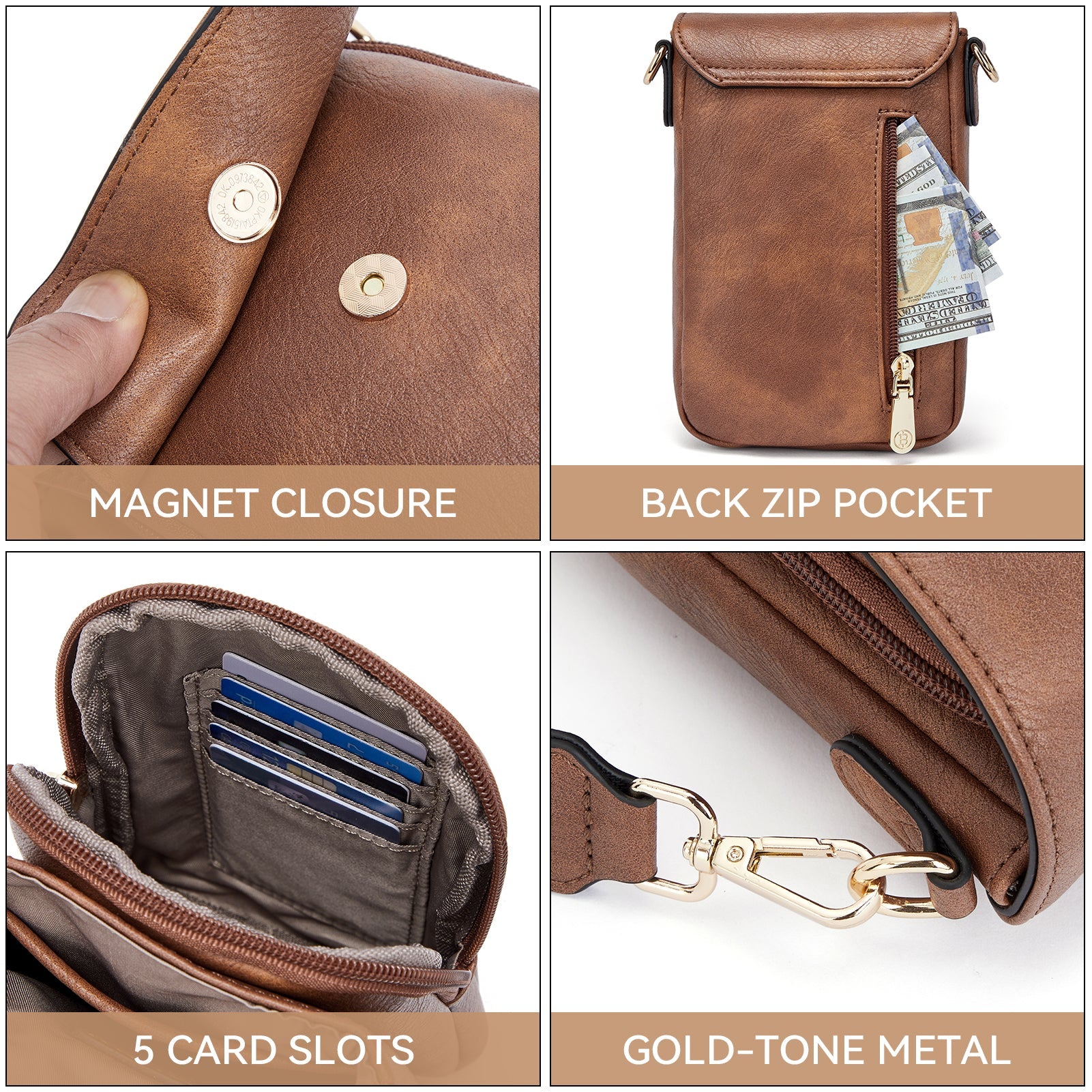 Phone Crossbody Bag –  Diamond Pattern Strap