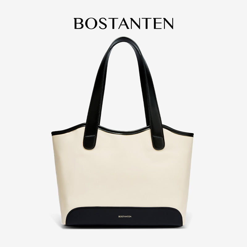 [Olivia Bag] BOSTANTEN Tote Bag Women's – Canvas & Synthetic leather, Large Capacity