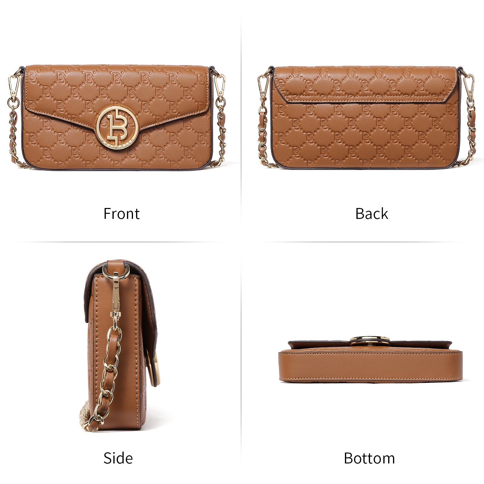 BOSTANTEN Small Crossbody Bags for Women Quilted Leather Designer Shoulder Bag with Chain Strap