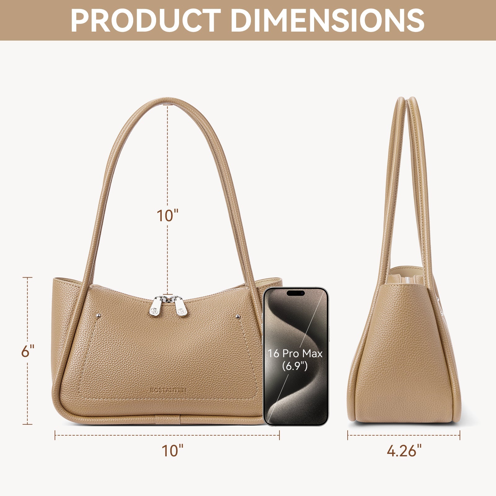 Claire Arc Silhouette Leather Tote Handbag