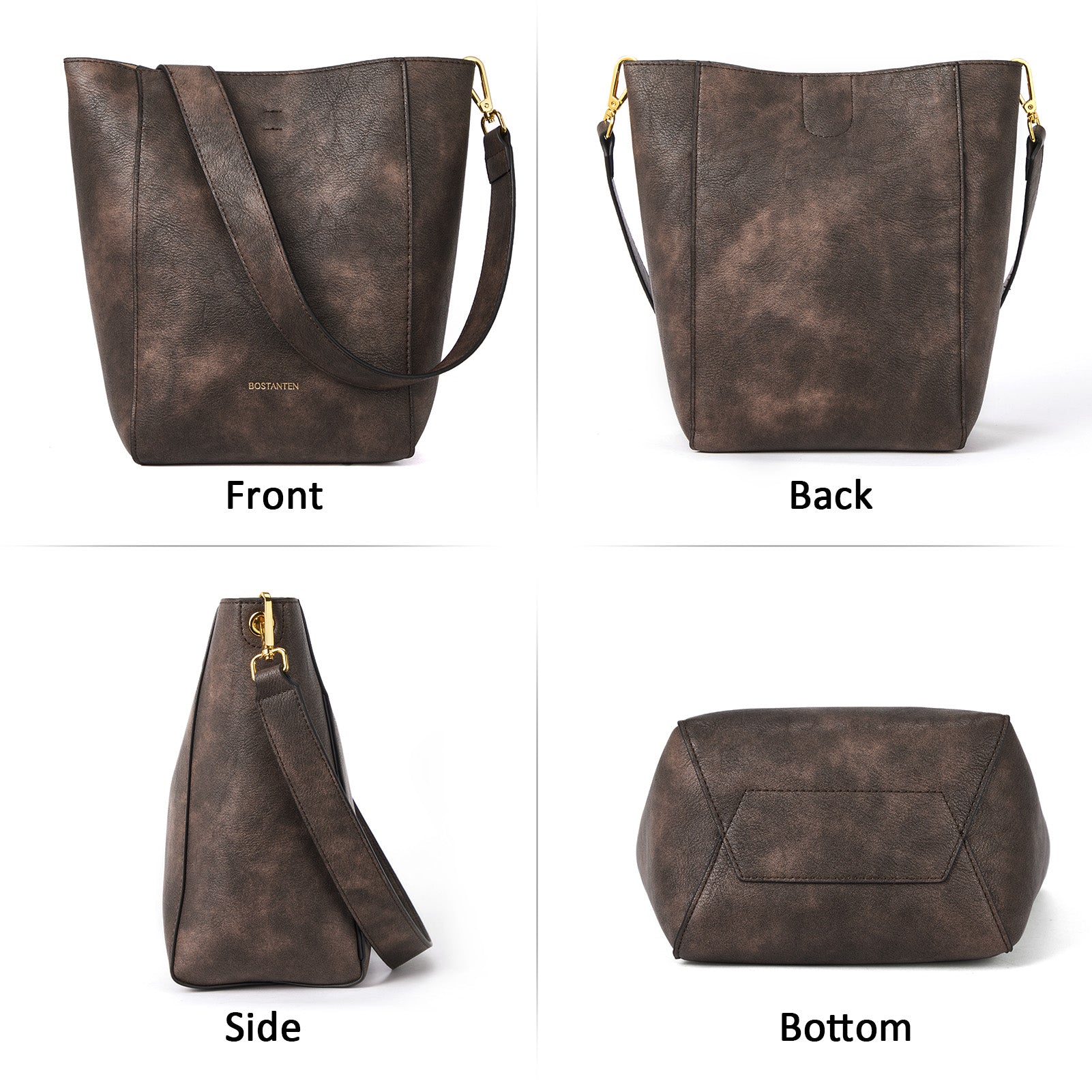 BOSTANTEN Leather Purses and Handbags for Women Designer Hobo Bucket Bag Fashion Small Crossbody Purses