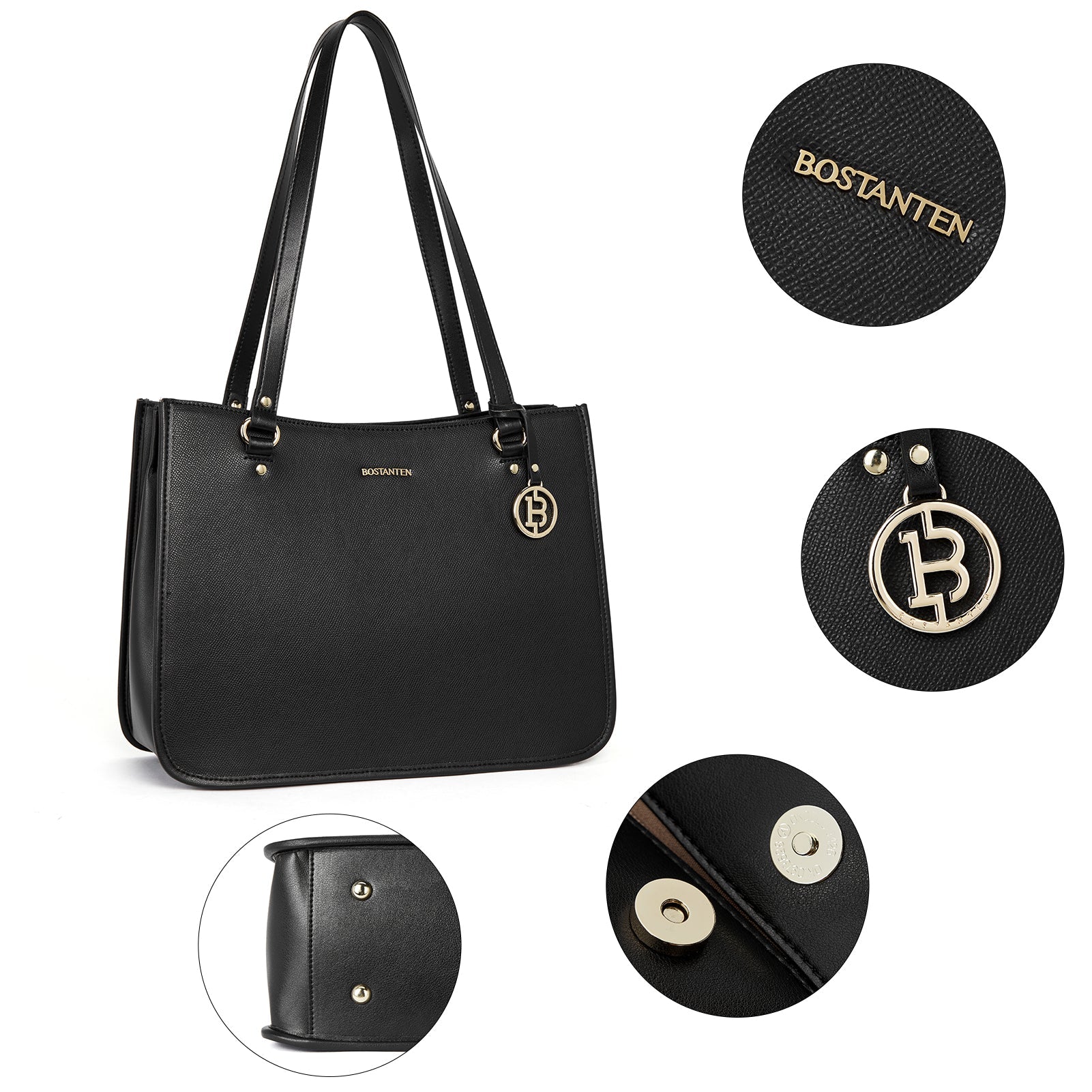 BOSTANTEN Leather Handbags Deigner Tote Bag Women Top-Handle Satchel Purses Shoulder Bags