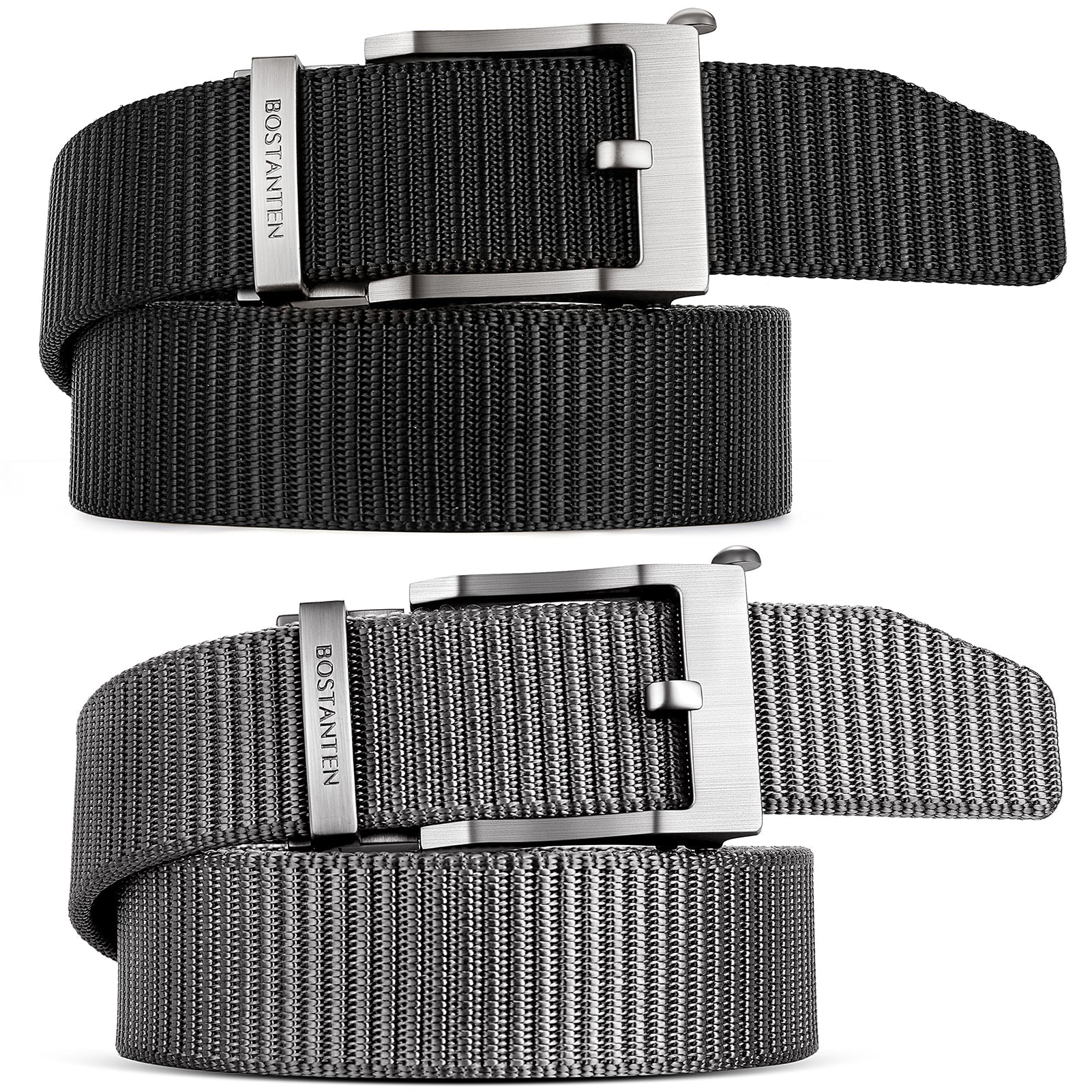 BOSTANTEN Men's Ratchet Dress Belts 2 Packs, Trim to Fit