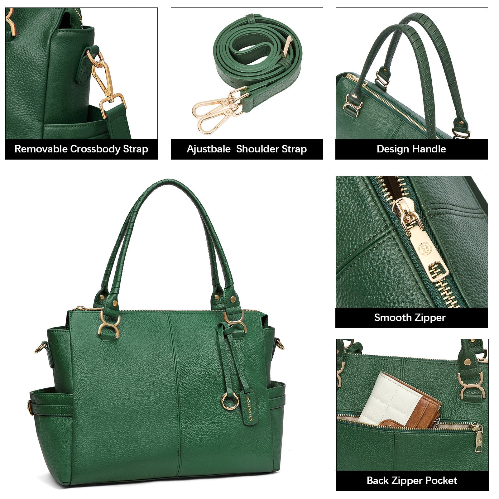 Nevin Genuine Pebbled Leather Everyday Carryall Tote