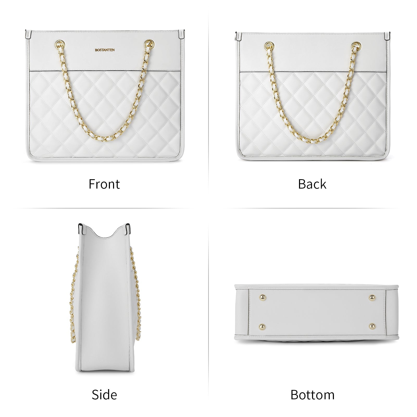 BOSTANTEN Handbags for Women Designer Leather Purses Quilted Shoulder Tote Bag with Chain Strap