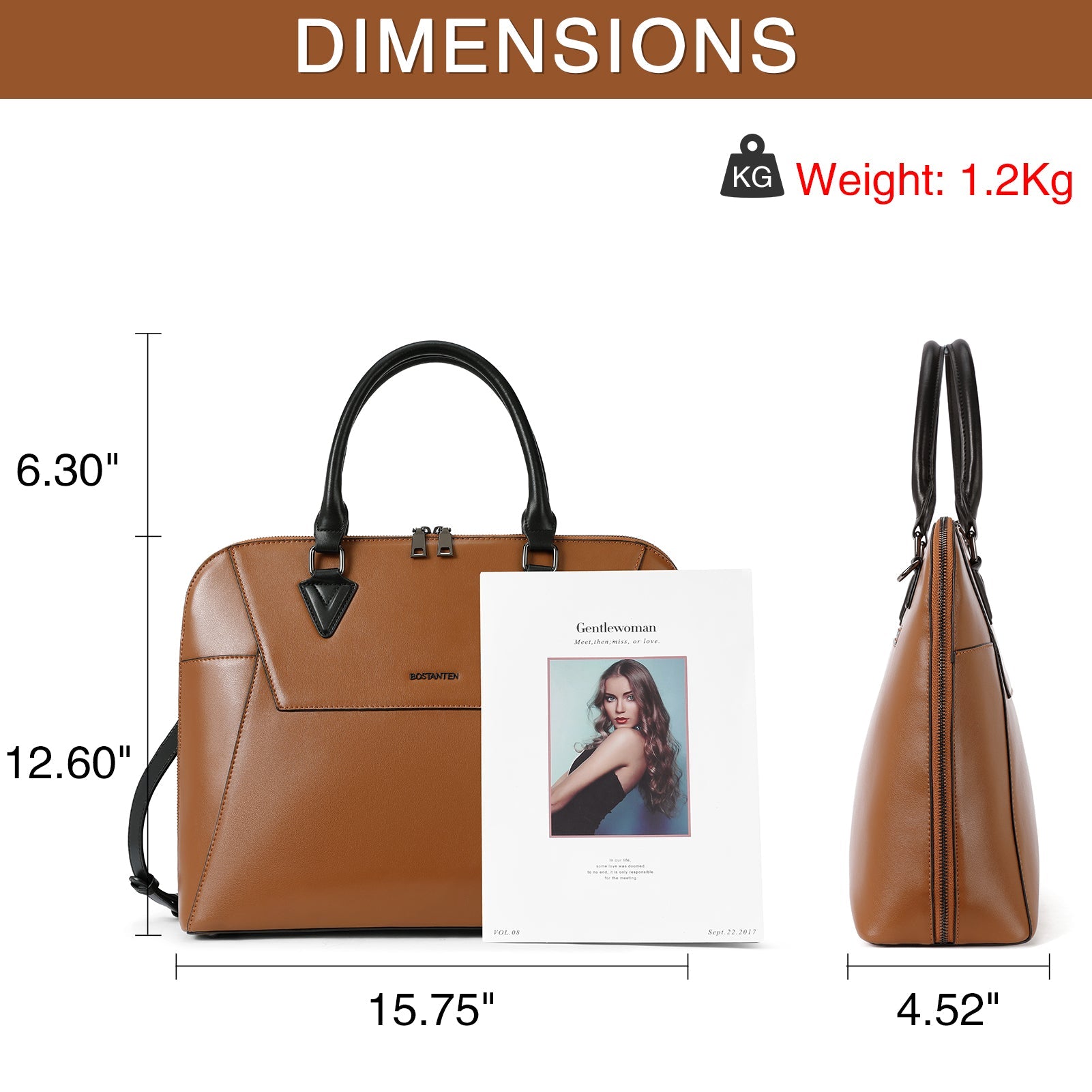 Jasmina  Women's Leather lawyer Briefcase — Henna