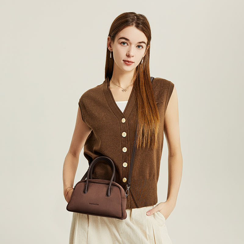[Alma Bag] BOSTANTEN Crossbody Bag Women's Fabric Leather Suede Sling Bag Handbag Shoulder Bag