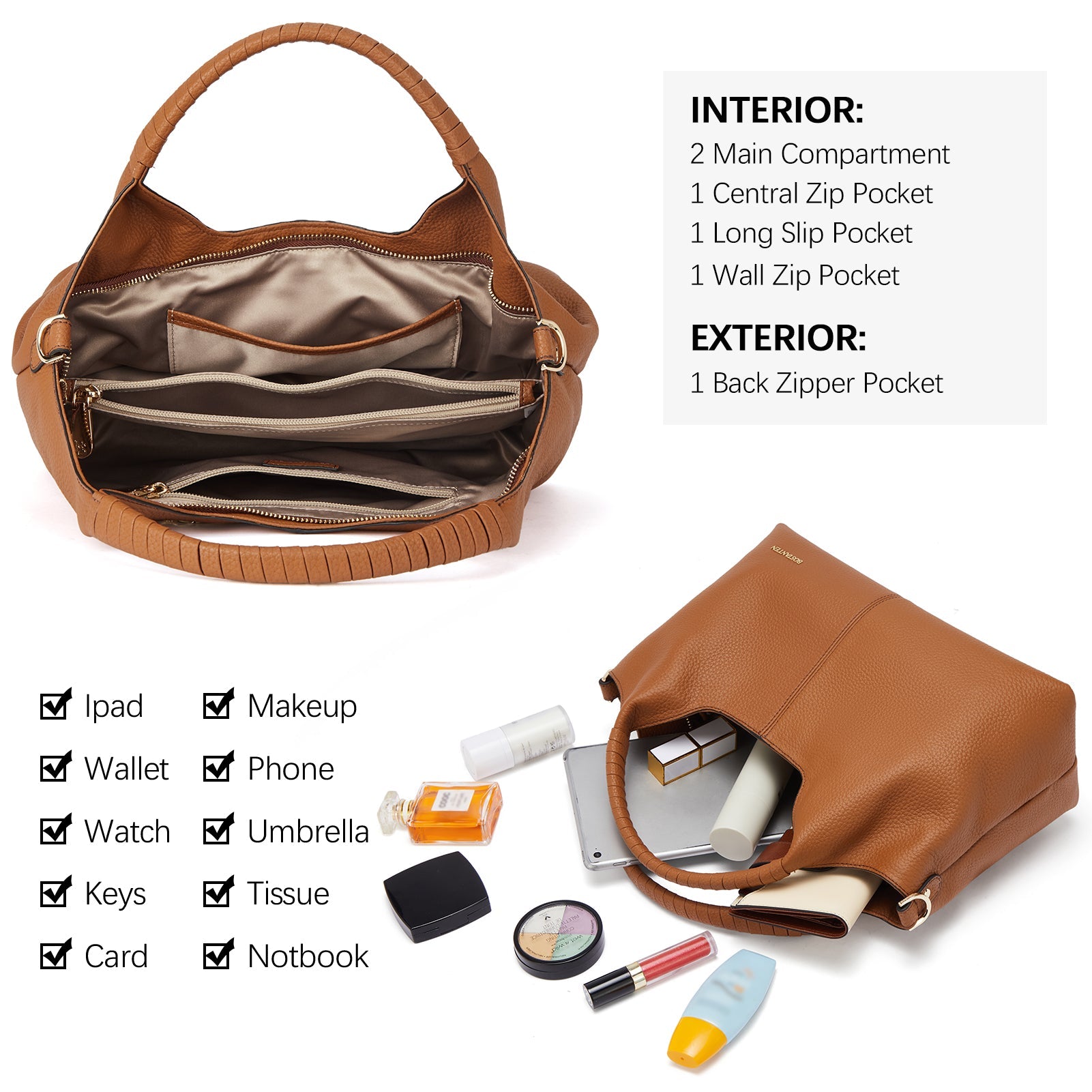 Nevin Genuine Leather Satchel Hobo Top Handle Tote Handbags