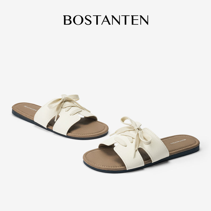 [New Arrival] Bostanten Sandals Flat Women's – Slip-On Trendy Rubber sole Anti-slip