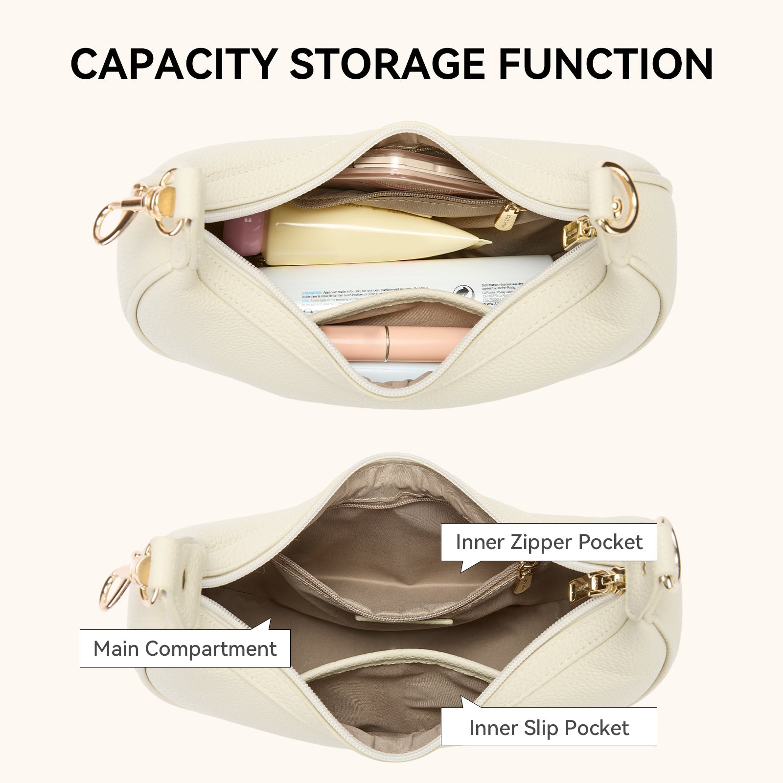 KWELI Crescent Clutch Handbag — Removable Shoulder Strap