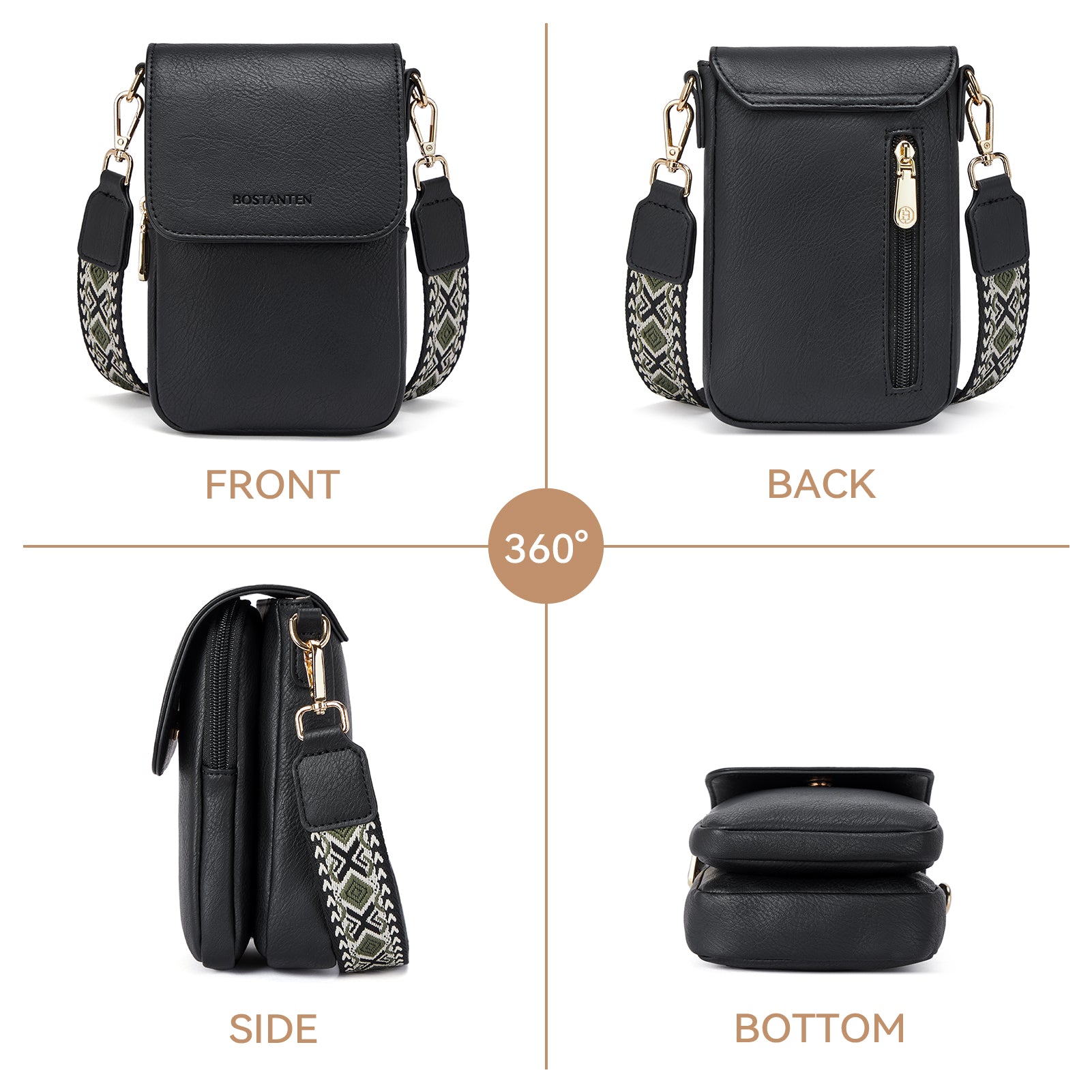 Phone Crossbody Bag –  Diamond Pattern Strap