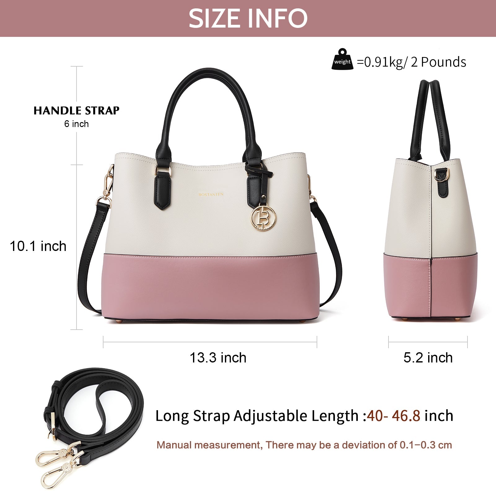 BOSTANTEN Leather Handbags for Women Designer Satchel Purses Top Handle Shoulder Crossbody Bag with Triple Compartment
