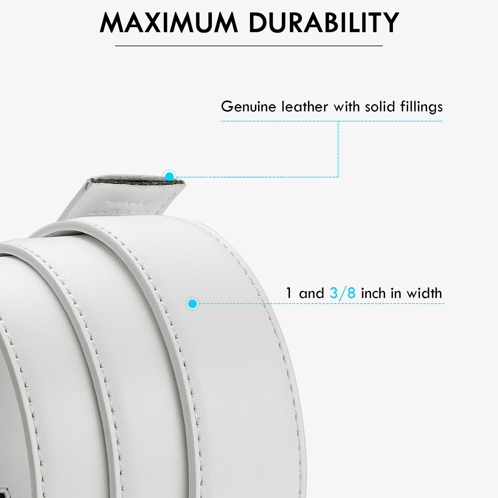 Leather Ratchet Dress Belt with Sliding Adjustable Buckle