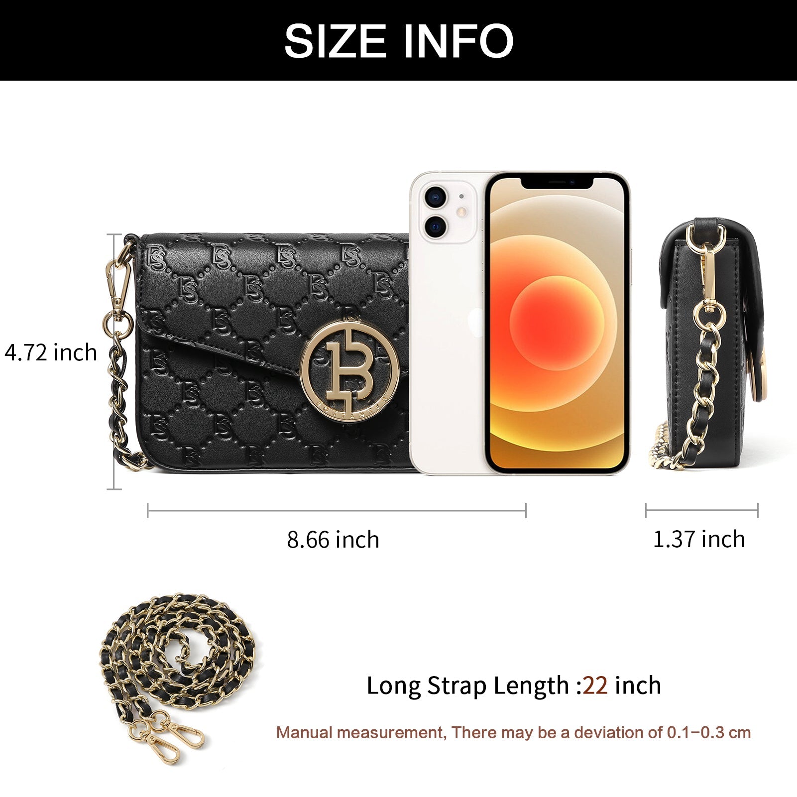 BOSTANTEN Small Crossbody Bags for Women Quilted Leather Designer Shoulder Bag with Chain Strap