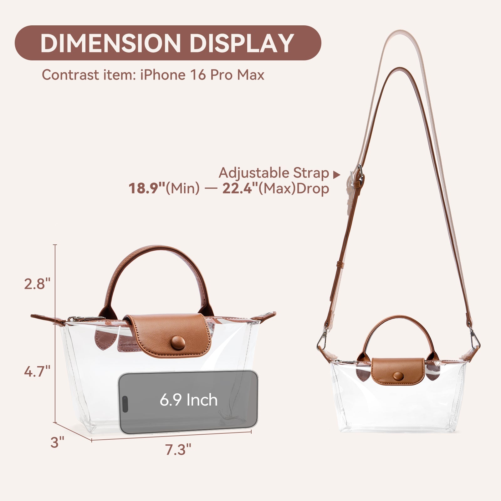 Clear Stadium Approved Crossbody Handbags For Concerts Sports Events