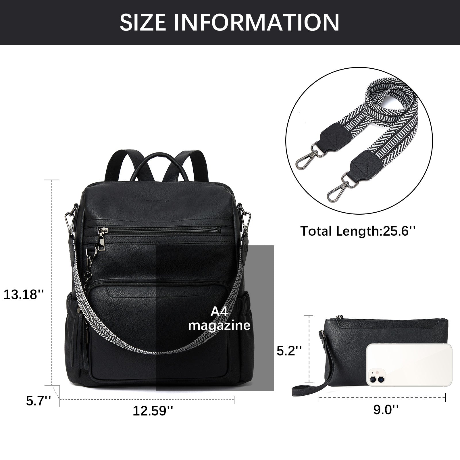 Nombongo Large Convertible Backpack Travel Bag - Two Sizes