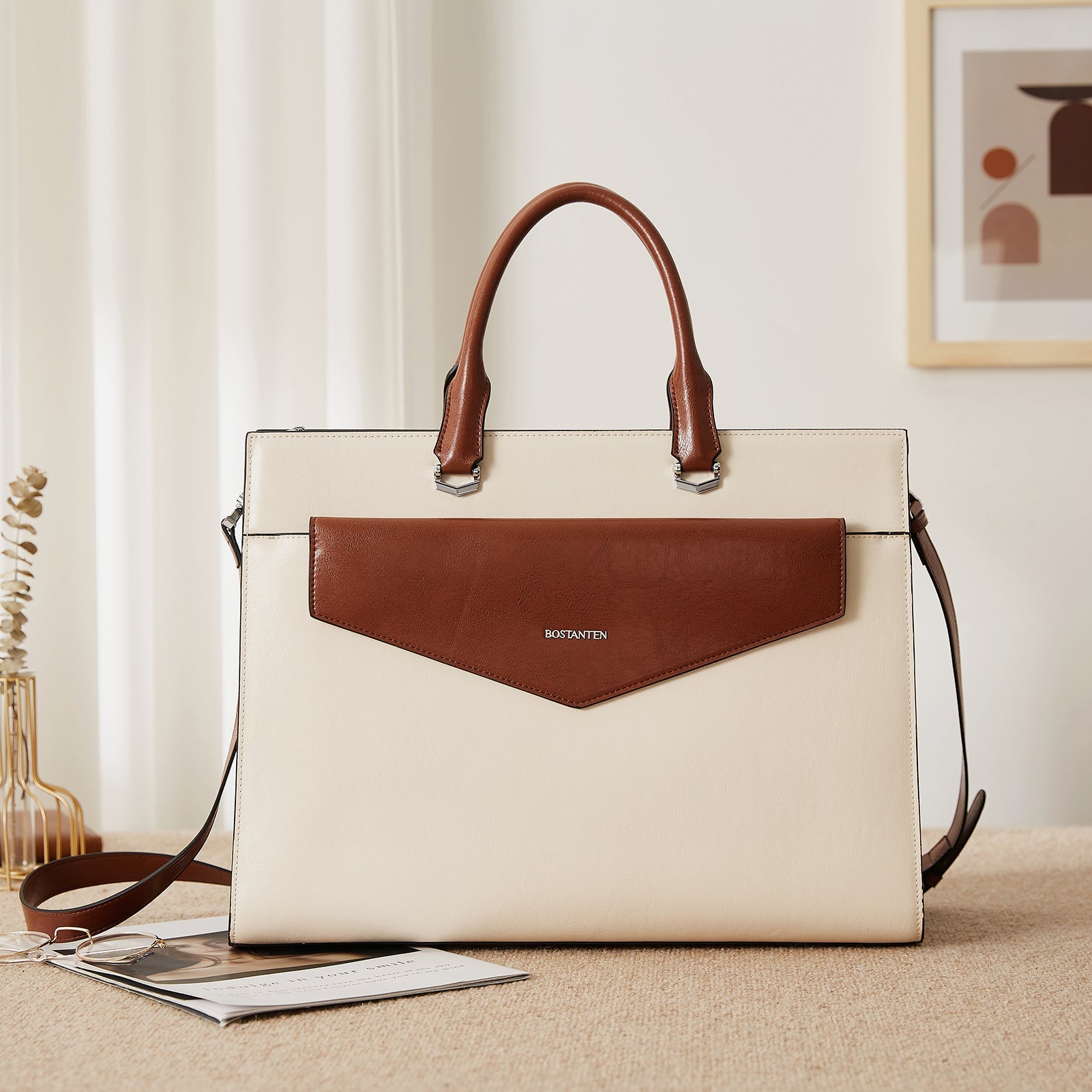 Mizuki Modern-Style Leather Briefcase