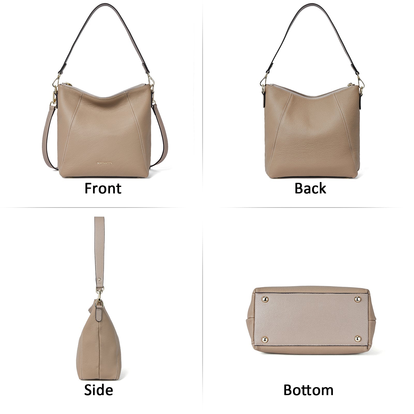 BOSTANTEN Leather Hobo Handbags Designer Purses for Women Shoulder Crossbody Bags
