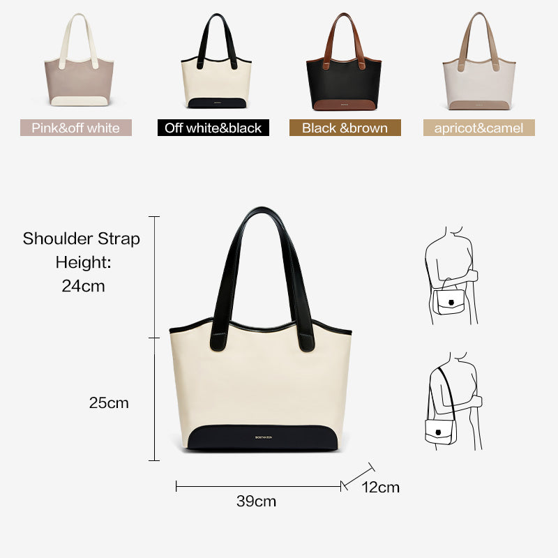 [Olivia Bag] BOSTANTEN Tote Bag Women's – Canvas & Synthetic leather, Large Capacity