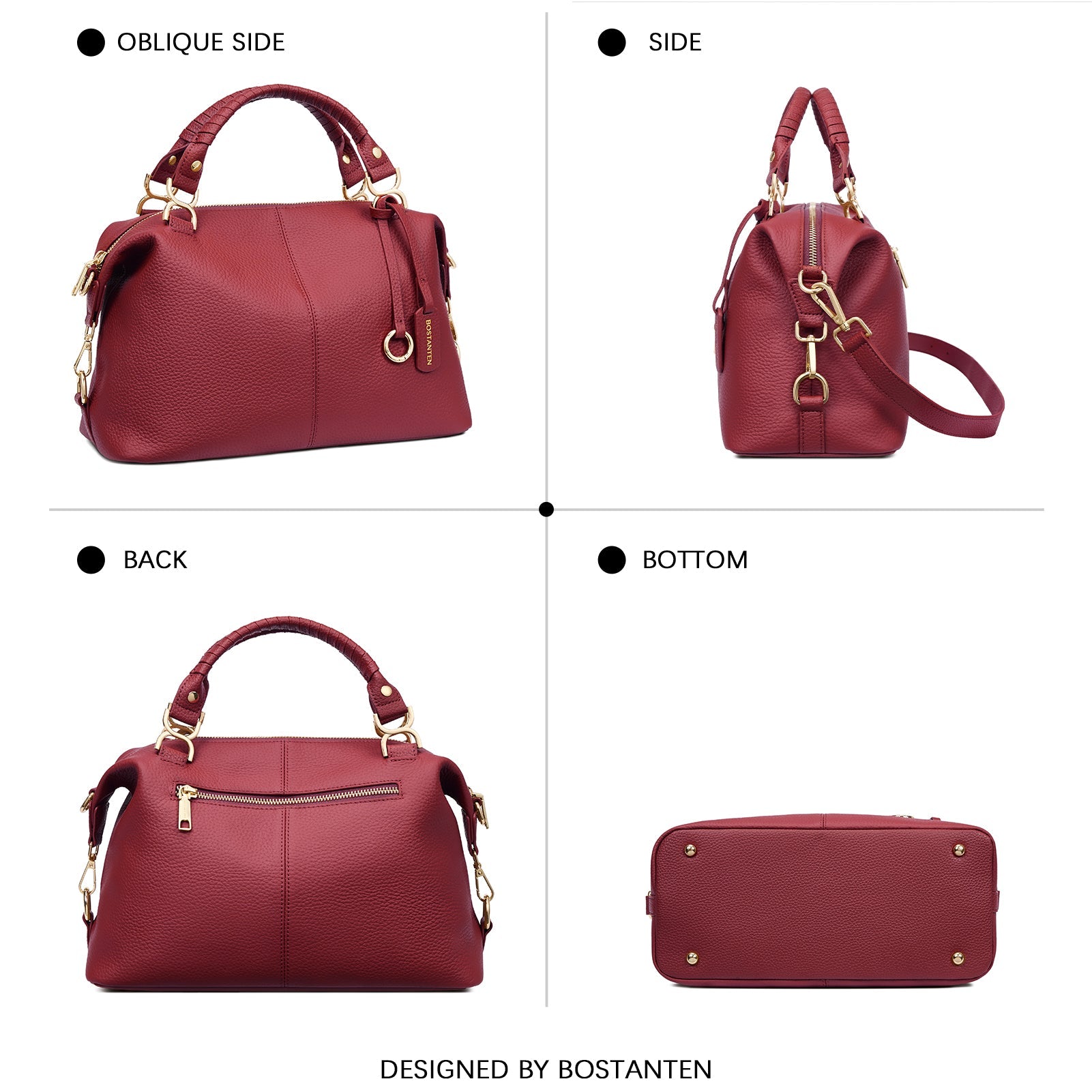 Nevin Genuine Leather Boston Handbag