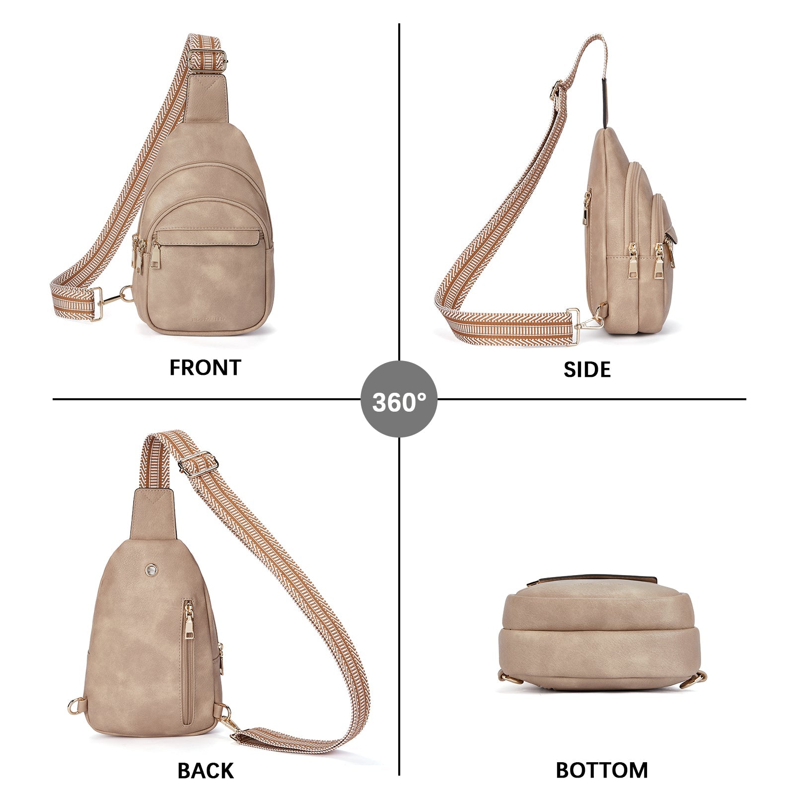 Aurora Beige Street Casual Trapeze Sling Bag