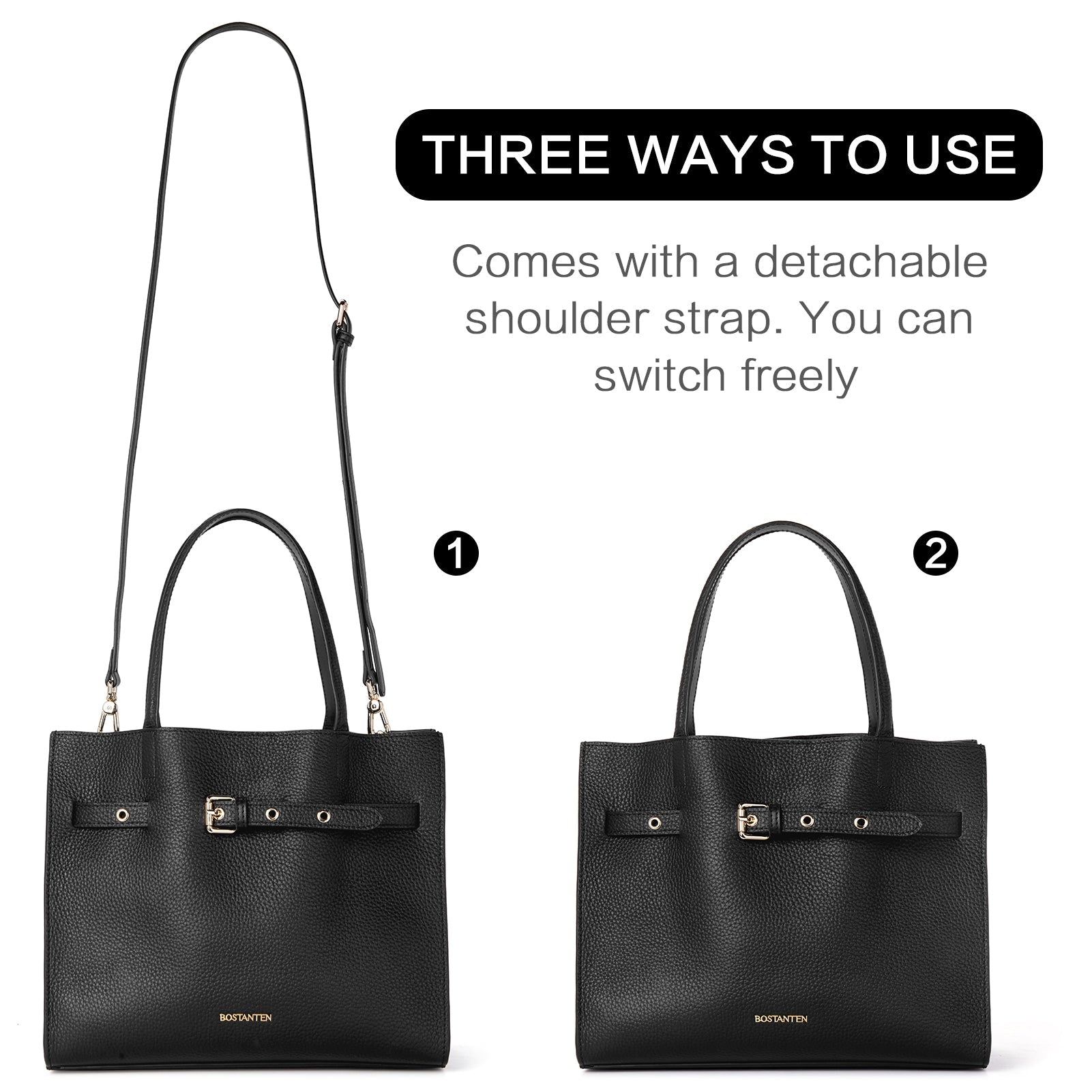 BOSTANTEN Women Handbags Purses Leather Tote Bags Designer Fashion Top Handle Crossbody Bags with Zipper Pouch
