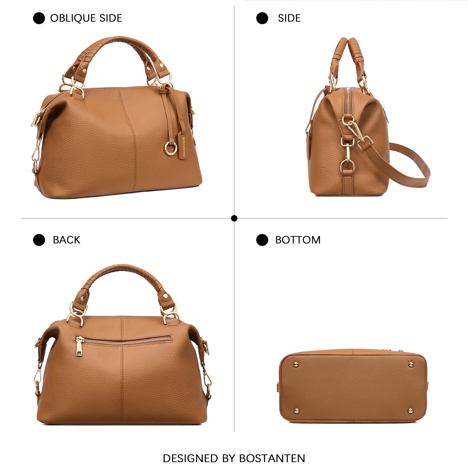 Nevin Genuine Leather Boston Handbag
