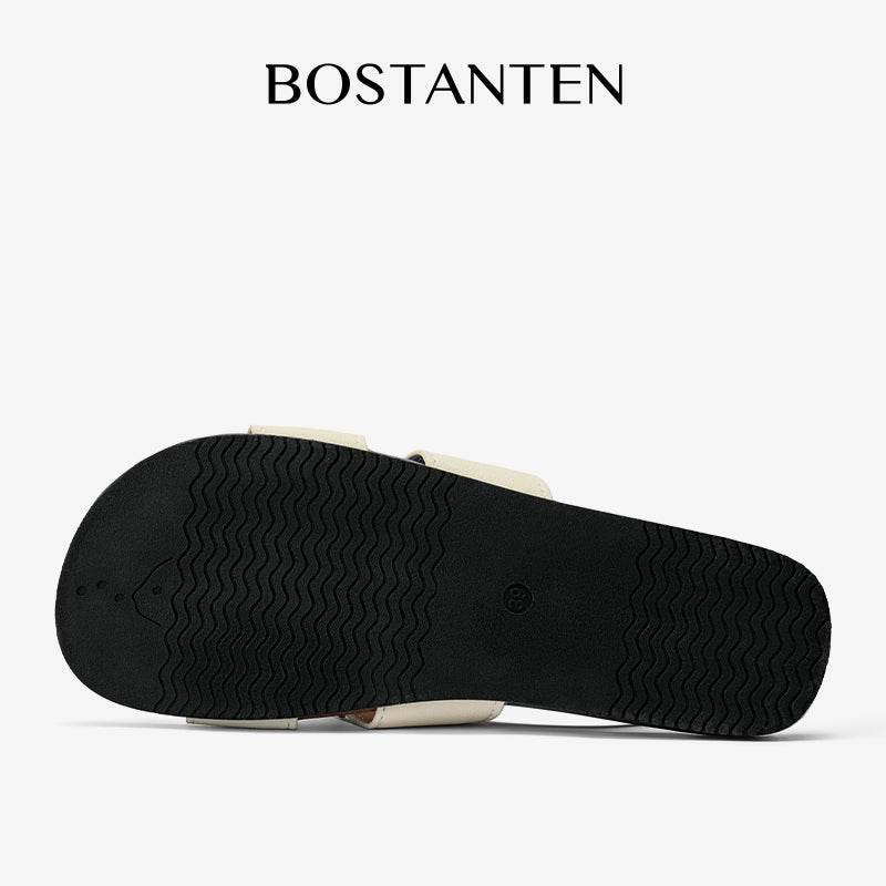 [New Arrival] Bostanten Sandals Flat Women's – Slip-On Trendy Rubber sole Anti-slip