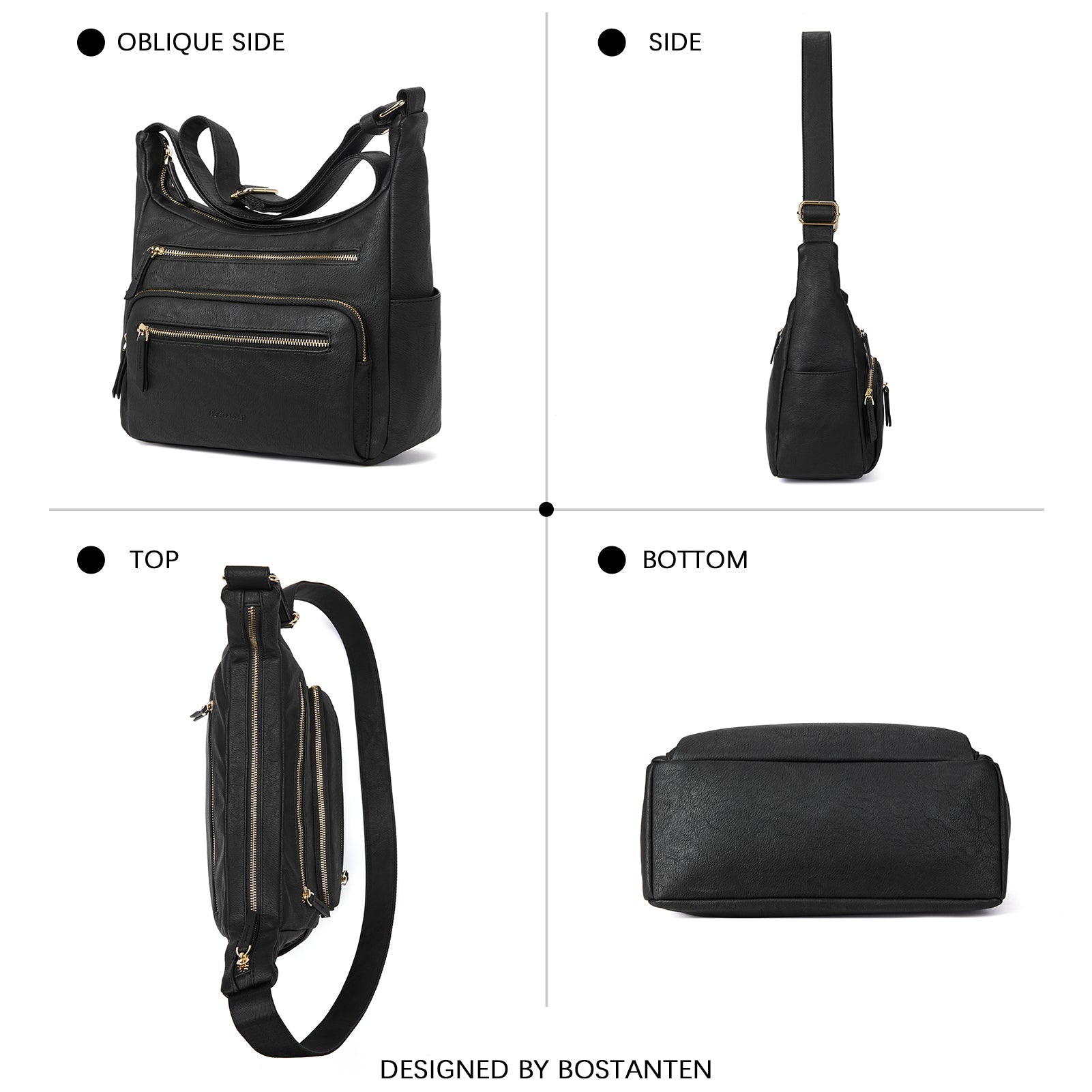 Evelyn Multi Pocket Shoulder Hobo Bag