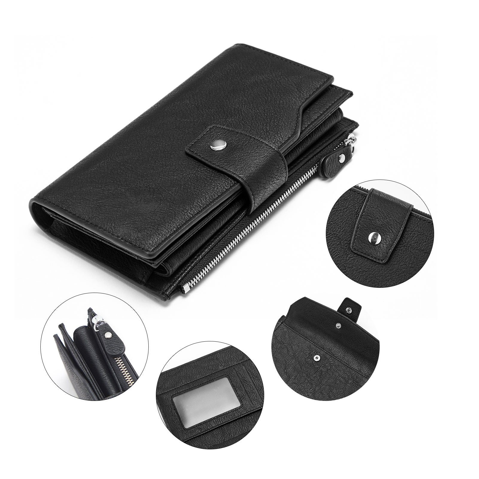 BOSTANTEN Womens Wallet Leather Wallets Large Capacity Cash Cluth Purses Coffee Rough Grain