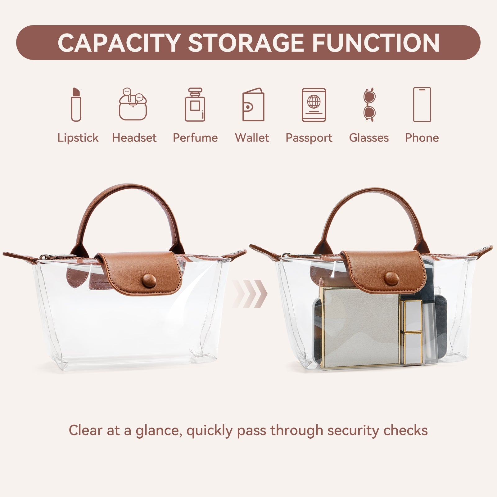 Clear Stadium Approved Crossbody Handbags For Concerts Sports Events