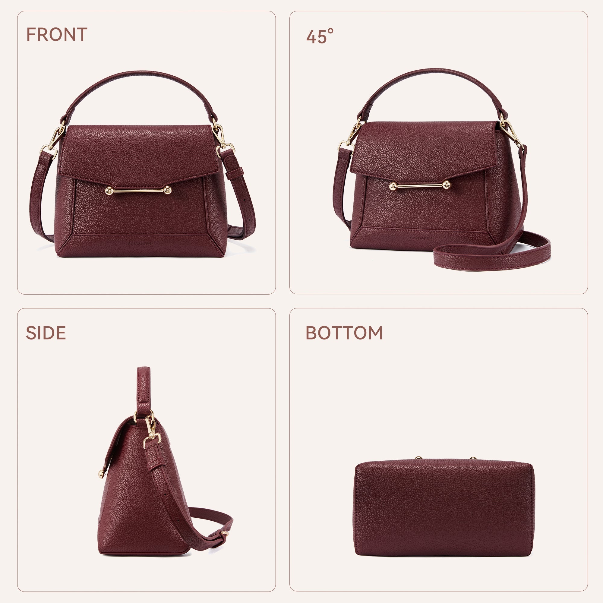 Nevin Small Top Handle Leather Crossbody Satchel with Flap