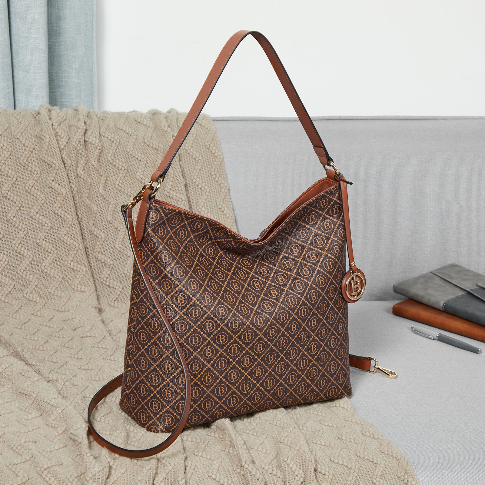 Kweli Durable Large Leather Hobo Shoulder Bag for Every Day Use