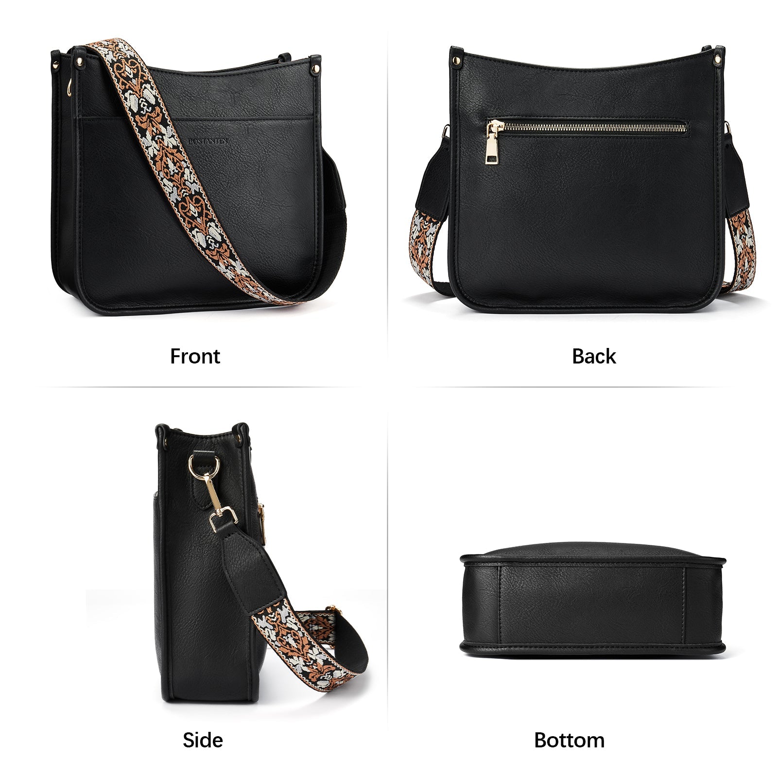Lotty Floral Embroidered Leather Tote with Shoulder Strap