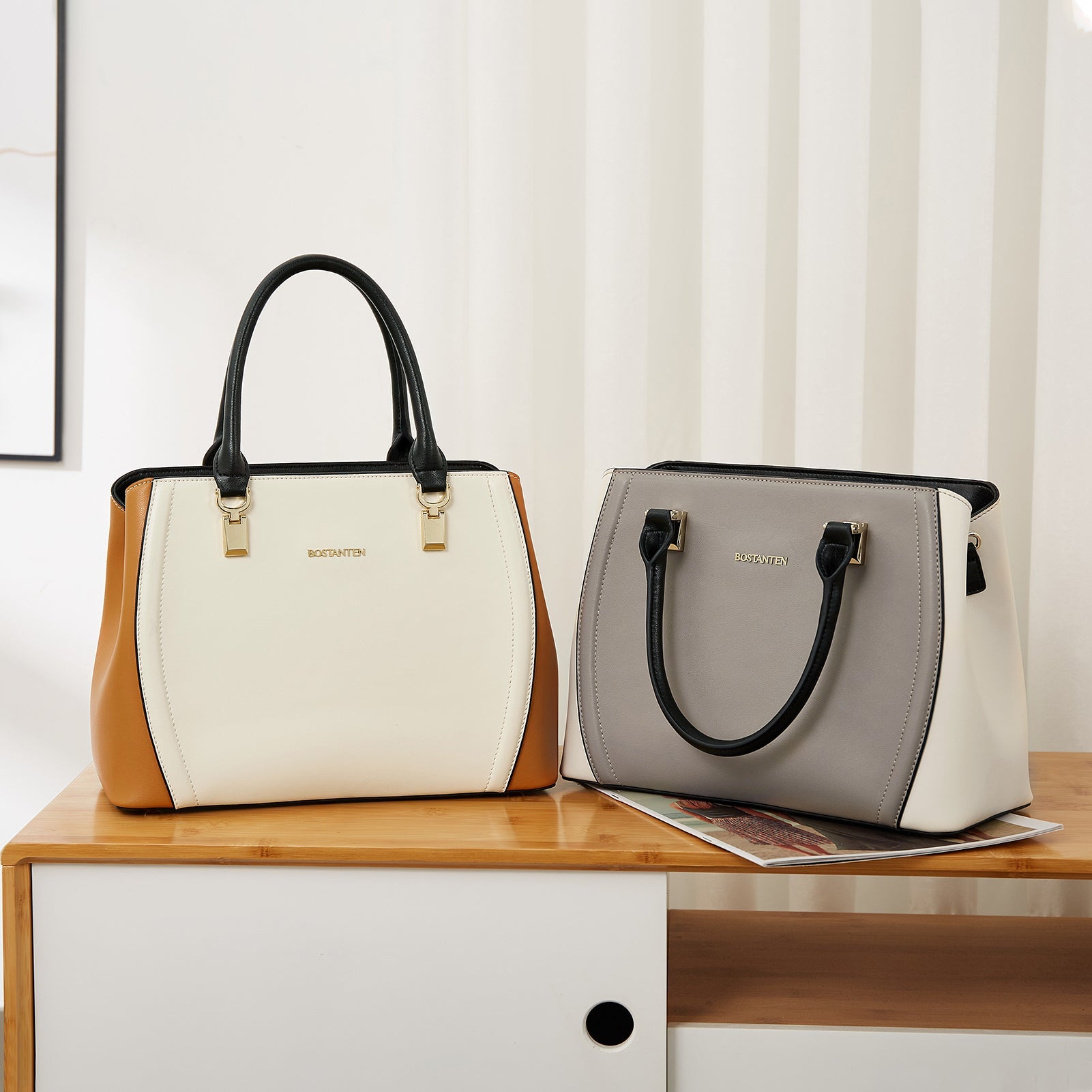 Designer 11'' Leather Satchel With Crossbody Strap
