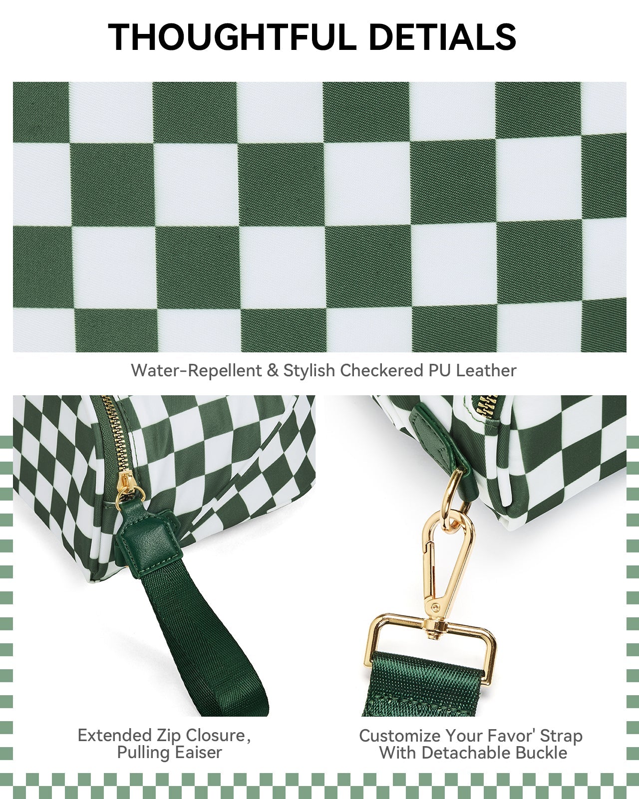 NOVA Checkered Leather Bum & Crossbody Bag – RFID Protected