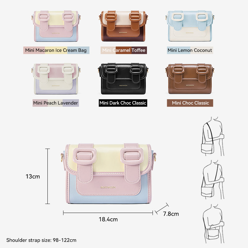 [Mini Ice Cream Bag] BOSTANTEN Bag Women's Mini Satchel Small Exquisite Versatile Waterproof Crossbody Bag Women's New 2025
