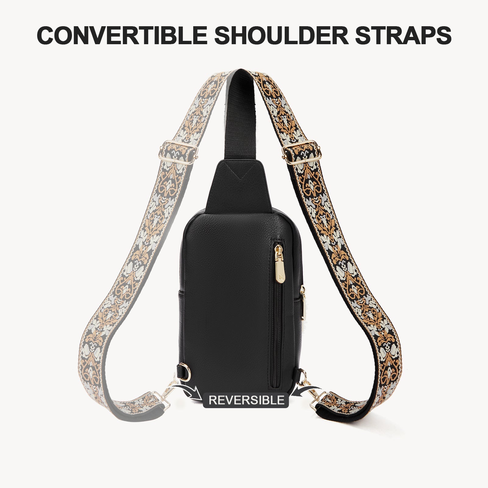 Aurora Chevron Quilted Embroidered Strap Sling Bag