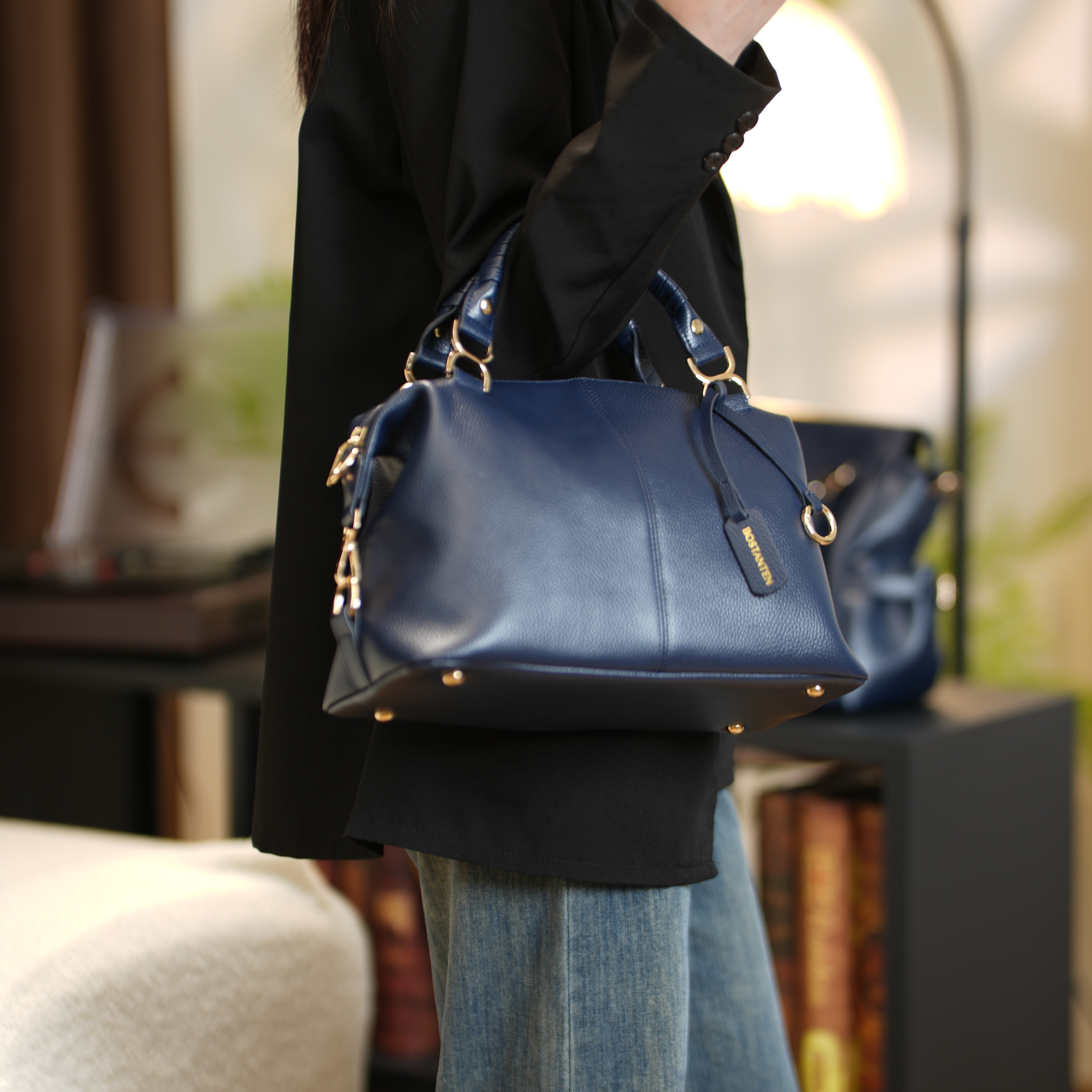 Nevin Genuine Leather Boston Handbag